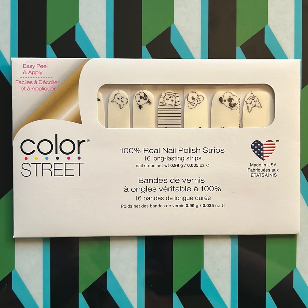 Color Street 100% Real Nail Polish Strips- Clear Overlay w/ Black Cats & Dogs
